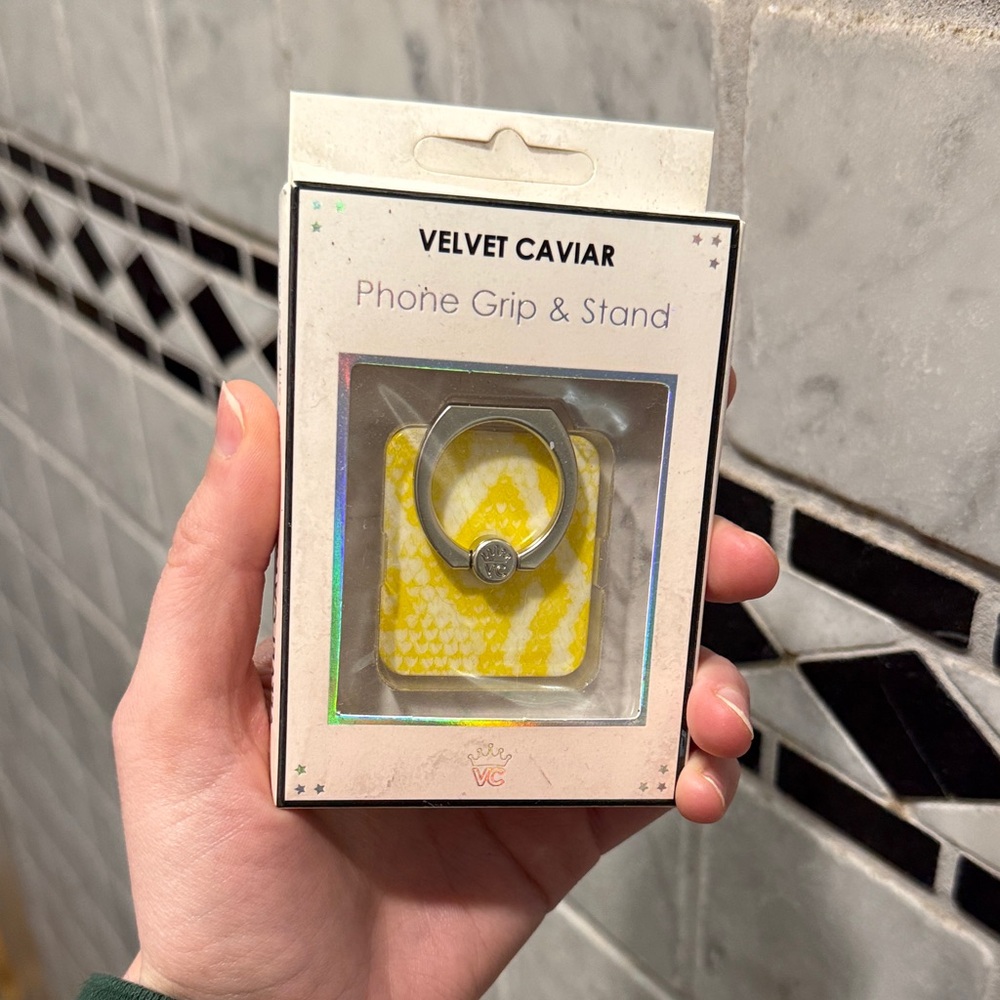 Velvet Caviar Bright Yellow Phone Ring Holder